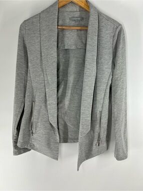 Lemon Tart Light Gray Open-Front Blazer with Zip Pockets